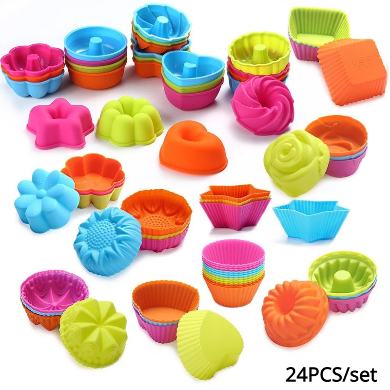 Donut Mold Silicone - 24 szt. silikonowych foremek do babeczek,